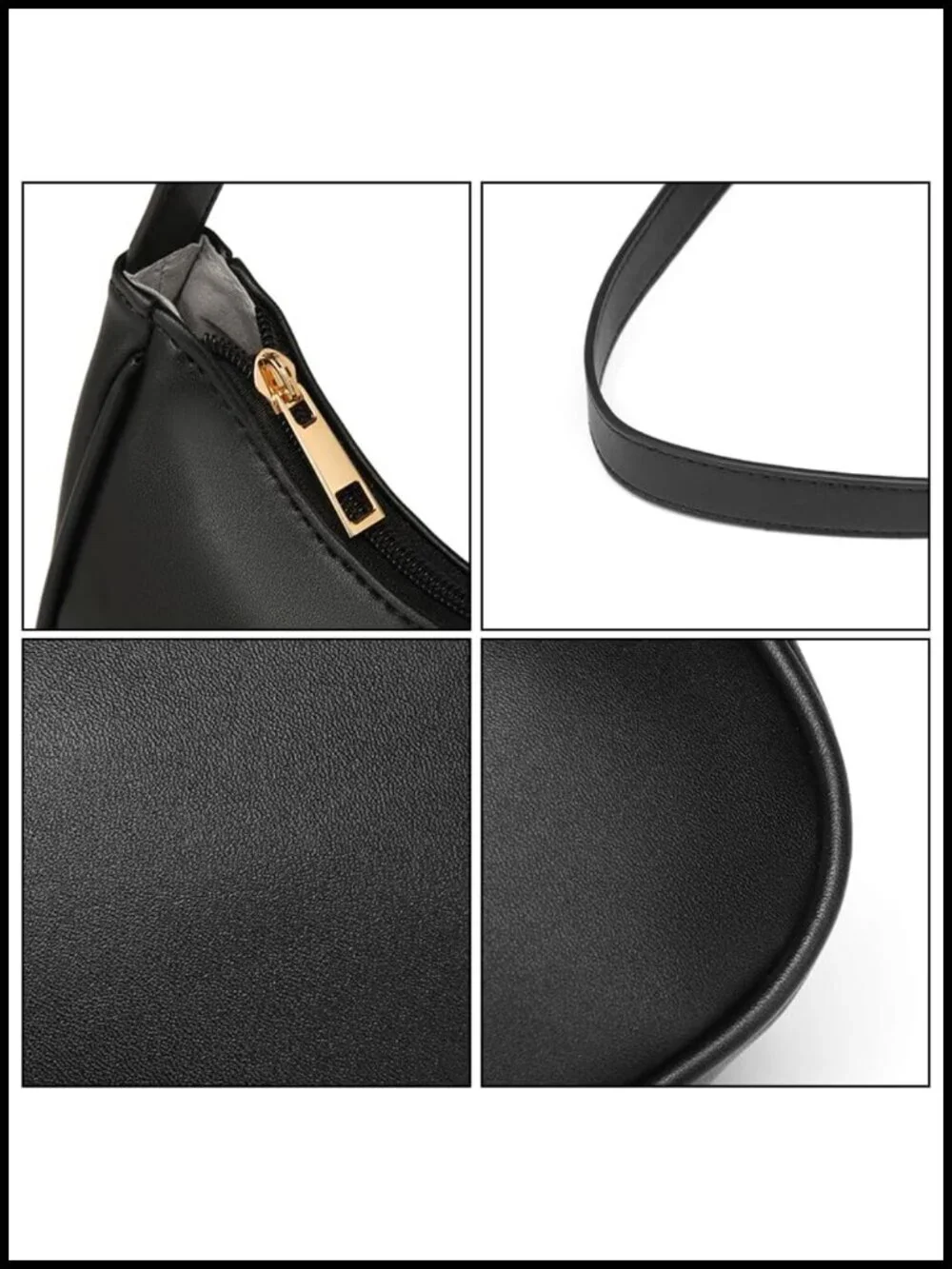 Vegan Leather Hobo Sling Tote Handbag with Zipper Closure